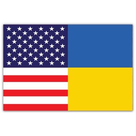 Support Ukraine Ukrainian Flag Car Sticker Bumper Sticker Vinyl Decal 3x5 (US Flag/Ukraine Flag)
