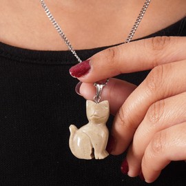 Marble Stories Animal Necklace – Marble Pendant Necklace (Cat - Verona)