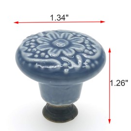 M MIMHOOY 6 Pcs Ceramic Blue Drawer Knobs Vintage Flower Cabinet Knobs Furniture Pull Handles