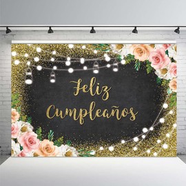 MEHOFOND Feliz CumpleañOs Backdrop Mexican Fiesta Happy Birthday Cinco De Mayo Taco Photography Background Girls Women Bday Party Pink Floral Feliz Cumpleanos Banner Photo Studio Props 7x5ft