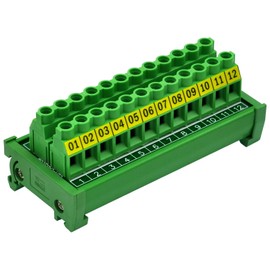 DIN Rail Mount 30A/300V 12 Position Screw Terminal Block Distribution Module