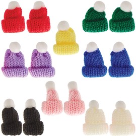 Baker Ross FN325 Mini Pom Pom Hats for Crafts - 15 Pack Christmas Crafts Doll Hats