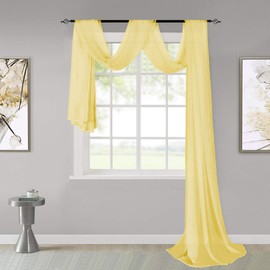 KEQIAOSUOCAI Cream Yellow Sheer Window Scarf Valance Sheer Fabric for Draping Curtain Toppers for Wedding Party Girls Room Bed Canopy Scarves 52 Inches Wide by 216 Inches Long Cream Yellow