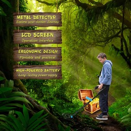 Metal Detector for Kids, IP68 Waterproof Kids Metal Detector Professional High Accuracy with LCD Display, Adjustable Metal Detector Toys for Kids Boys Girls Lightweight Gold Detector (Blue)