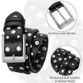 BELTROAD Stylish Studded Belt for Men Women Goth Punk Belts with Gold/Silver Buckle Mens Leather Belts for Jeans Pants