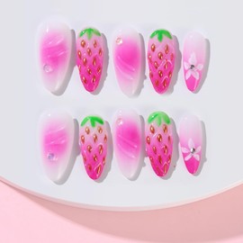 ADAIER Uñas Postizas Hechas A Mano, Uñas Francesas, Para Boda, Fiesta, Juego De Uñas Cortas Tipo Ataúd, Uñas Opacas Reutilizables En Kit De 10 Para Mujer (Z-02) (Z09, S)