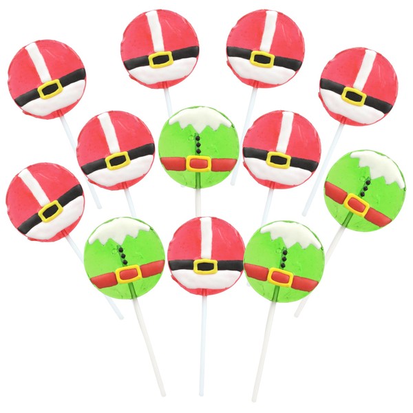 Assorted Christmas Lollipops, Santa and Elf Fruit Punch Flavored Suckers,