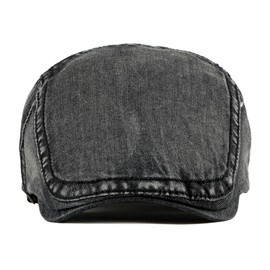 meioro Unisex Denim Newsboy Cap Cotton Flat Cap Ivy Gatsby Driving Hunting Cabbie Hats for Men Women(Classic, Black)