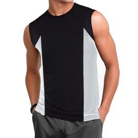 Champion Big and Tall Muscle T Shirts for Men - Cotton Mens Sleeveless Tees Black/White