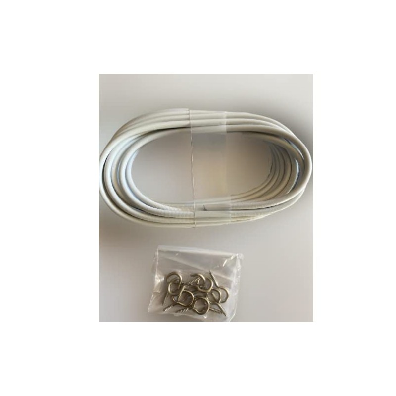 Net Curtain Wire Various Lengths with Screw Hooks and Eyes