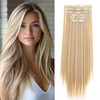 Dcbaboo Clip-In Extensions, Straight Clip-In Hairpiece, 6 Pieces, 55 cm