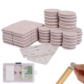 JASUVII Almohadillas para Muebles, 100Pcs Protectores de Piso, Gomas para Muebles, Almohadillas Protectoras para Sillas, Almohadillas Antideslizantes, Almohadilla de Fieltro, con Caja(Blanquecino)