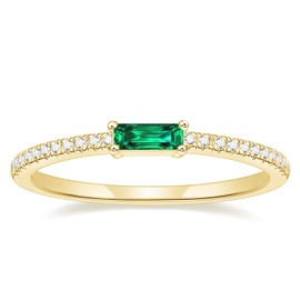 TIGRADE Emerald Cut Anniversary Ring Baguette Eternity Ring CZ Minimal Dainty Stacking Ring for Her Women Size 4-10, Size 7.5