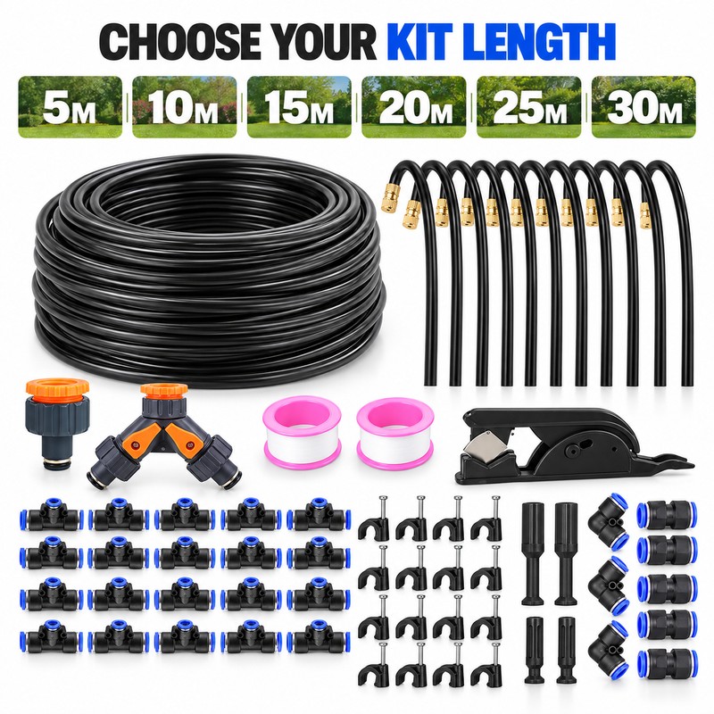Outdoor Misting System Kit for Garden & Patio Cooling –