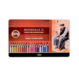 KOH-I-NOOR 3725 Mondeluz Aquarellstifte Geschenk Set, farblich sortiert, Metalletui (36 Stück)