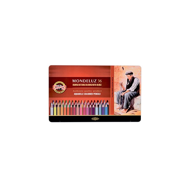 KOH-I-NOOR 3725 Mondeluz Aquarellstifte Geschenk Set, farblich sortiert, Metalletui (36
