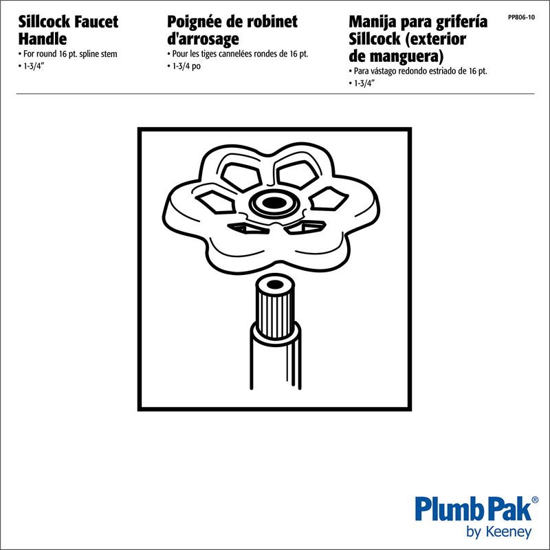 Keeney PP806-10 Plumb Pak Sillcock Wheel Handle with Round Stem,