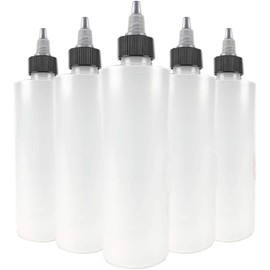 Hobbyland Squeeze Bottles, 8oz, 6 Bottles, Black and Natural Twist Caps, LDPE Plastic, Cylinder, Reusable, Decorating, Cooking, Crafting