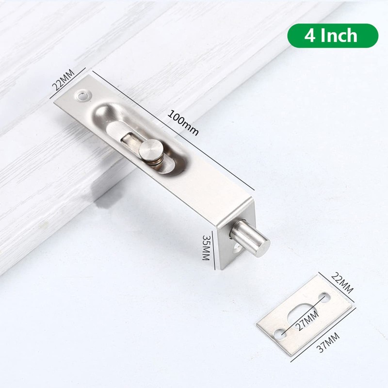 4" Stainless Steel Concealed Door Lock Flush Slide Bolt with