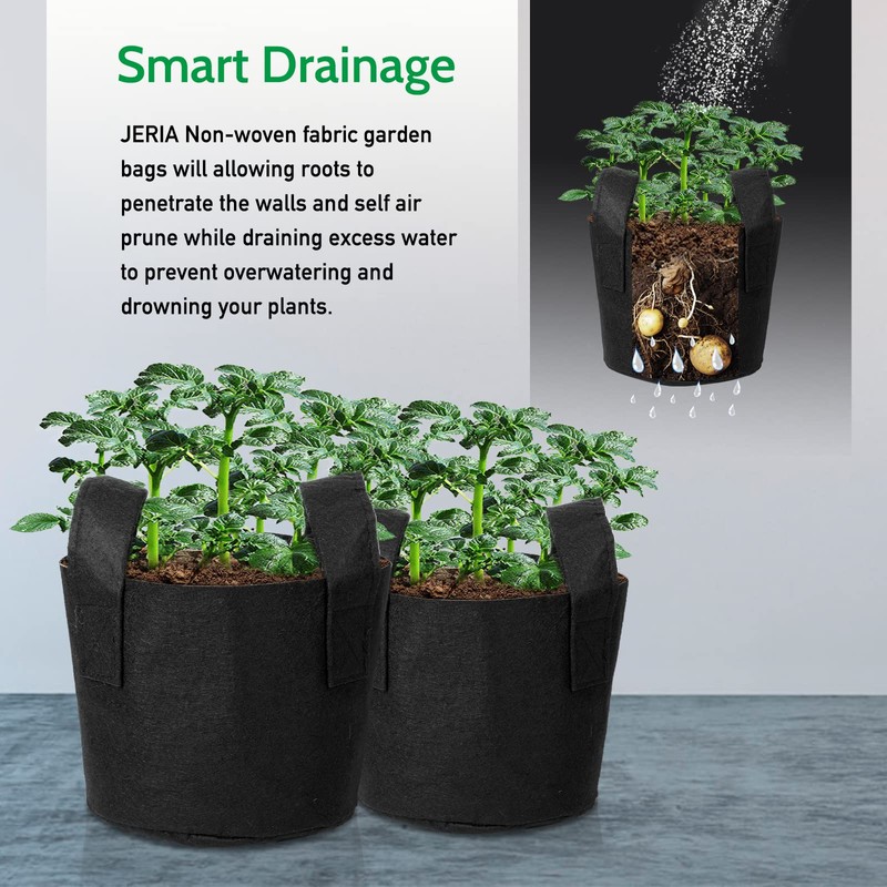 JERIA 12-Pack 20 Gallon, Vegetable/Flower/Plant Grow Bags, Aeration Fabric Pots