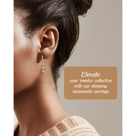 Moissanite Trending Earrings in 925 Sterling Silver, Prom Earring with 3 Sparkly Moissanite Stones, Hypoallergenic Dangle Drop Earrings, Diamond-Alternative Handcrafted Jewelry Gifts for Women