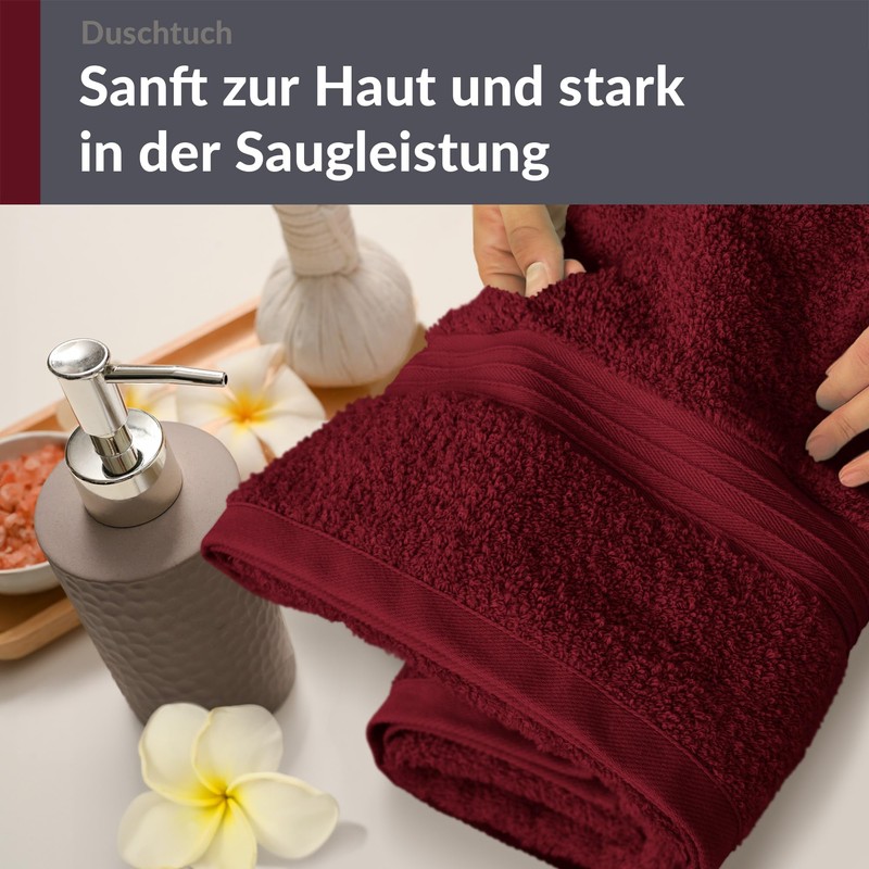 Lashuma Shower Towel, 70 x 140 cm, Bath Towel, Ruby