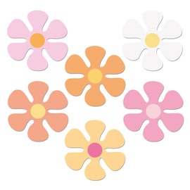 Vuzvuv 48Pcs Boho mini Flower Paper Cutouts with 100Pcs Glue Points,Flower Cut Outs Bulletin Board Decorations for Birthday Party Theme Decor Supplies