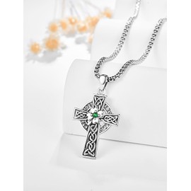 KINGWHYTE Cross Necklace 925 Sterling Silver Celtic Knot Pendant Necklaces Viking Jewellery Gifts for Men Women Unisex