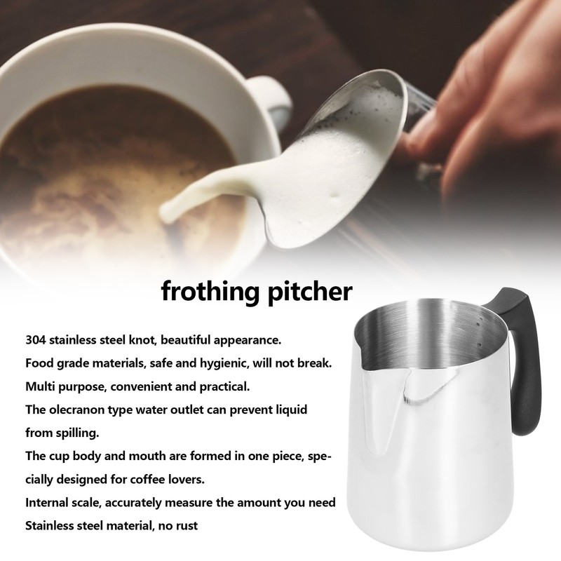 Milk Frothing Pitcher Stainless Steel Coffee Steaming Jug Latte Art