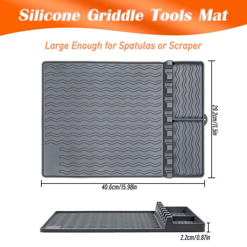 Silicone Griddle Tools Mat with Drip Pad,Silicone Grill Mats Side