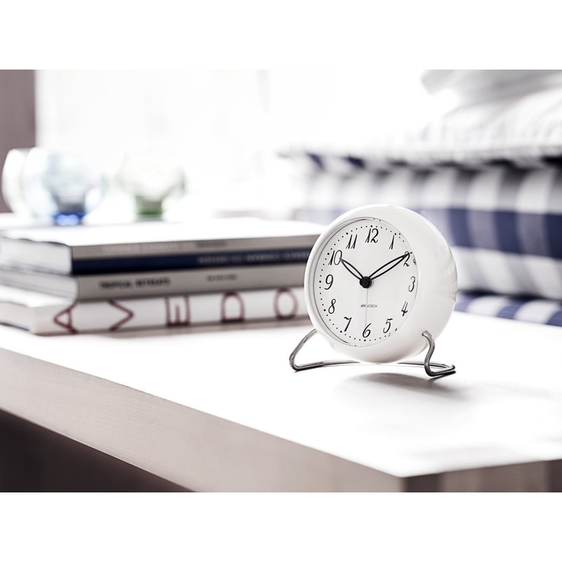 Arne Jacobsen LK Table Clock 43670, white, LK Table Clock