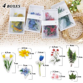 COLOFALLA Transparent Scrapbooking Stickers Flowers 160 Pieces Scrapbook Stickers Vintage Leaves Plants DIY Craft Decoration Accessories for Joural Laptop Album