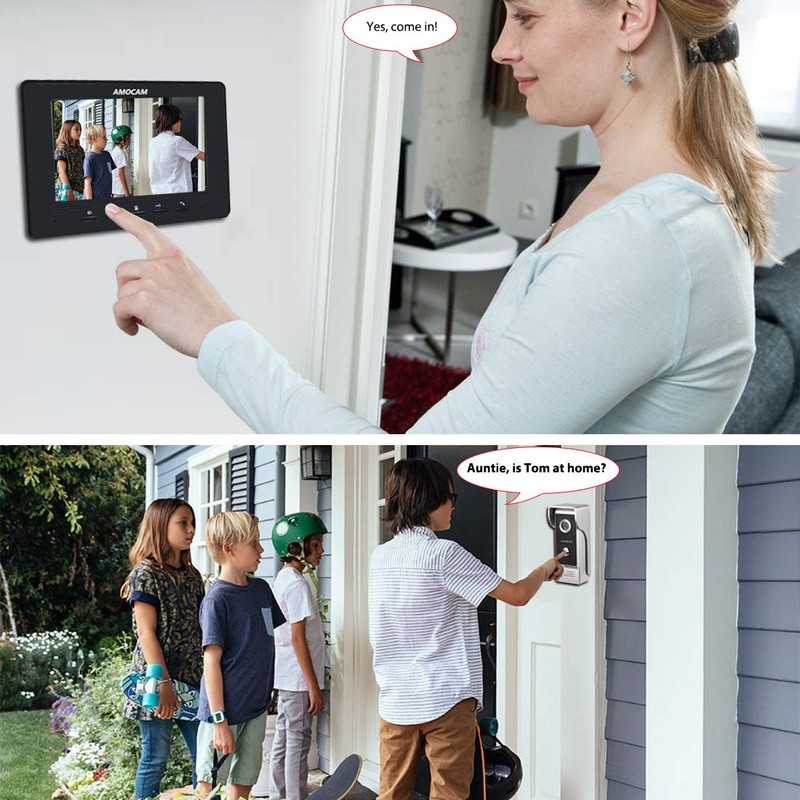 Video Intercom System, 7 Inches Monitor Wired Video Door Phone
