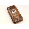 CIGAR IN STYLE Brown Crocodile Embossed Leather 3 Ct Cigar