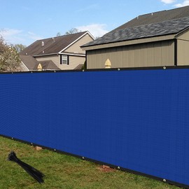 ECOOPTS 5'x50' Privacy Fence Screen Windscreen with Copper Grommets, Fit for Commercial Fence and Residential Garden Outdoor 90% UV Blockage, Cable Zip Ties Included (Blue)