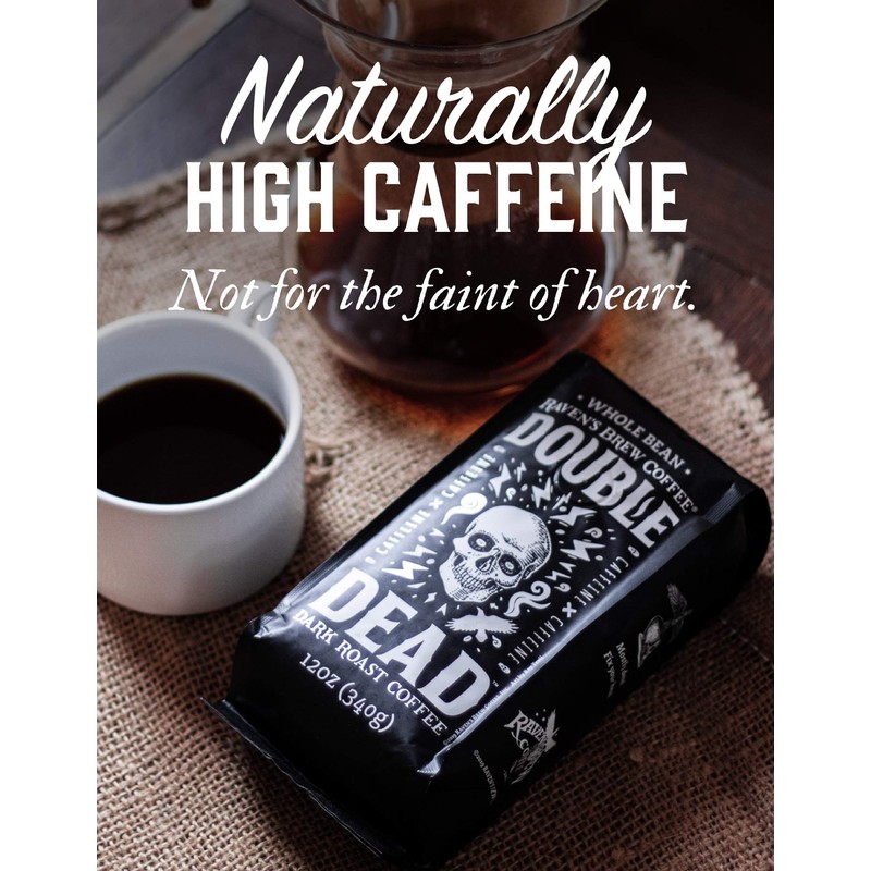 Raven's Brew Coffee High Caffeine Coffee Dark Roast Ground -