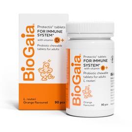 BIOGAIA Protectis Probiotic Chewable Vitamin D3 Tablets, Orange Flavoured, 90 Pieces, for The Whole Family