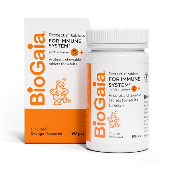 BIOGAIA Protectis Probiotic Chewable Vitamin D3 Tablets, Orange Flavoured, 90