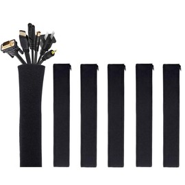 [6 Pack] JOTO Cable Management Sleeve Cord Management System for TV/Computer/Home Entertainment, 19-20 Inch Flexible Cable Sleeve Packaging Cover Organizer - Black, JT-08362256