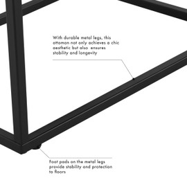 HomePop Theodore Channel Tufted Small Ottoman -Light Tan Textured Solid