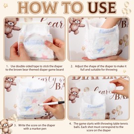 Threan We Can Bearly Wait Funny 61 Pcs Baby Shower Board Diaper Games Boy Girls Hilarious Gender Reveal Diapers Games Prizes Accessories Decorations Supplies for Adults