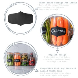 Argon Tableware Chalk Board Labels Stickers for Glass Storage Jars - 55 x 33mm - Small - Pack of 6