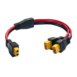 LIXINTIAN 10AWG XT60 Y Splitter Cable, XT60 Female to Dual Male Connector Adapter for Solar Panel Portable Power Station Solar Generator (30cm/1ft)