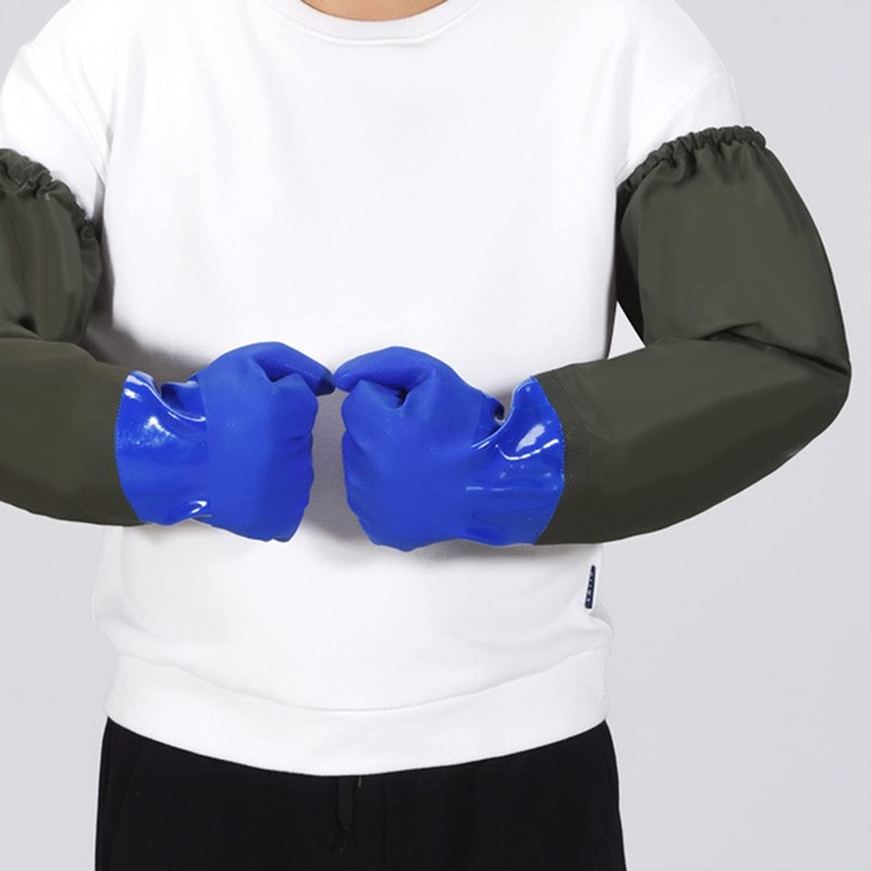 sinzau Pond Gloves, Long PU Sandblasting Waterproof Work Gloves, 70