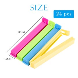 Sealing Clips, Pack of 24 Sealing Clips Food Bag Clips Bag Clips Random Colour Plastic Sealing Clips Sealing Clips for Home Kitchen Office 11 cm