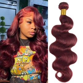 99J Burgundy Human Hair Bundles Body Wave 24 Inch 12A Wine Red Double Weft Brazilian Bundles Human Hair Extensions 1 Pack