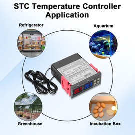 Adjustable Temperature Controller Switch, Binghe STC-3008 110-220V Digital Thermostat with Double Probe Heating Sensor, Temperature Regulator Thermostat for Incubator Chickens Heating Film Amphibians