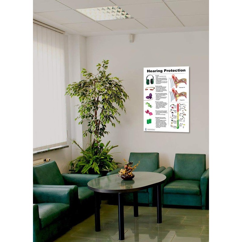 Blue Tree Publishing Hearing Protection Poster 24x36inch, Molded Ear Plug,