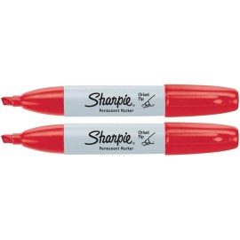 Sharpie 38283  Chisel Tip Permanent Marker, Red Ink 2pk