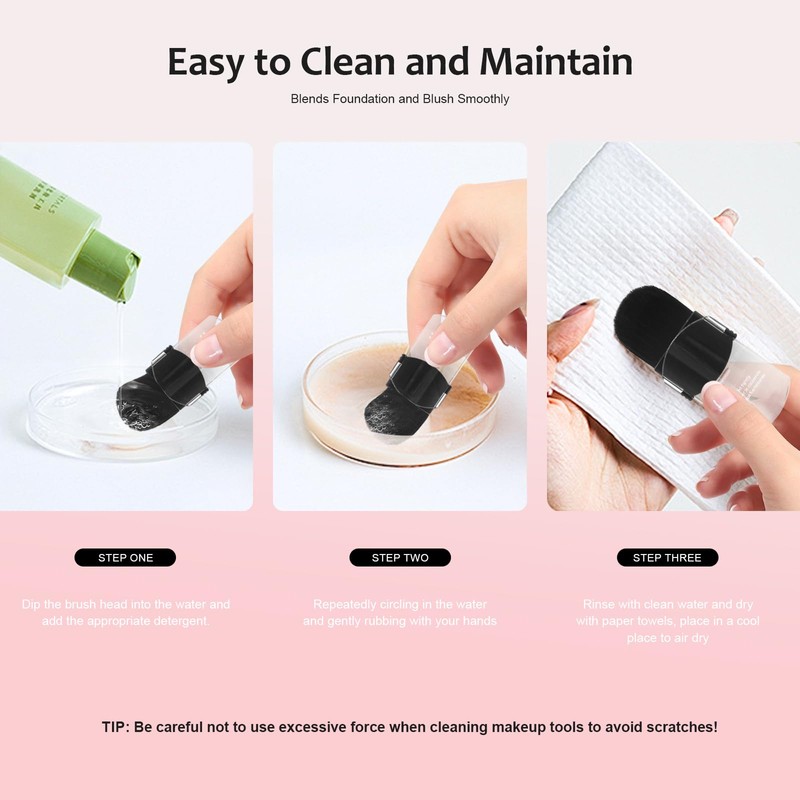 Retractable Makeup Brush 2 Pack with Cover, Ultra-Soft Synthetic Bristles